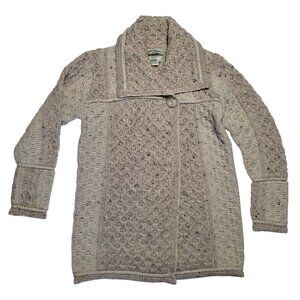 Aran Crafts Womens Cable Knit Fisherman Cardigan Sweater Medium Merino Chunky